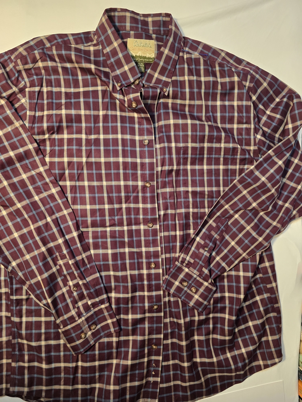 Cabela's Men's Maroon Plaid Button-Down Shirt